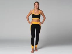 Legging De Yoga Bi-colore - Bio Noir Et Safran Noir XS - 36 -Yoga Boutique legging de yoga bi colore bio 1635849691618115db56771