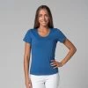 T-Shirt TARA M/C Col Large 100% Bio Bleu Bleu XS - 36 -Yoga Boutique t shirt tara m c col large 100 bio 16352539896177fee53437d