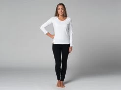 T-Shirt Tara M/L Col Large 100% Bio Blanc Blanc XS - 36 -Yoga Boutique t shirt tara m l col large 100 bio 163525828761780faff128e