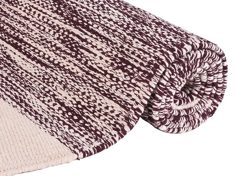 Tapis De Yoga Taj 100% Coton Bio - 2 M X 66 Cm X 5mm Prune/Écru 4 Tapis De Yoga Taj 100% Coton Bio - 2 M X 66 Cm X 5mm Prune/Écru – Image 2